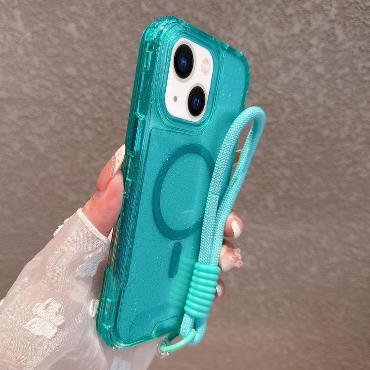 Custodia magnetica glitter 3 in 1 con cinturino per iPhone