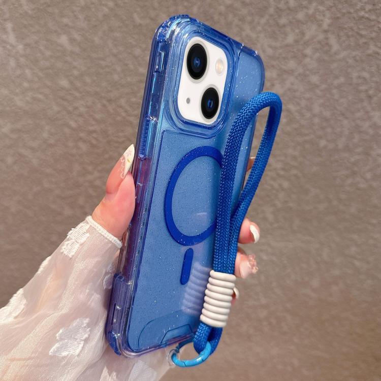 Custodia magnetica glitter 3 in 1 con cinturino per iPhone