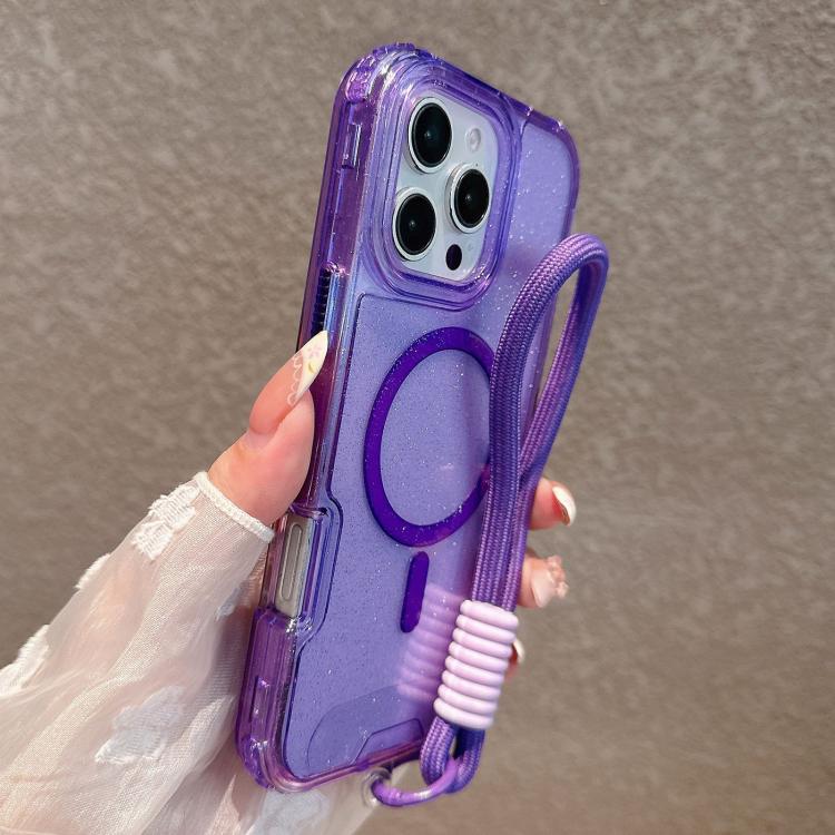 Custodia magnetica glitter 3 in 1 per iPhone 16