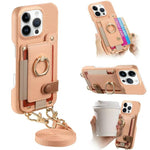 Custodia portafoglio in pelle vegana con anello per iPhone 16 Pro