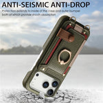 Custodia portafoglio in pelle vegana con anello per iPhone 16 Pro