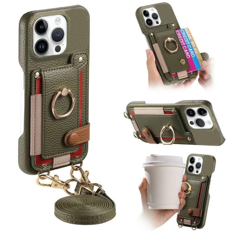 Custodia portafoglio effetto litchi in pelle vegana per iPhone