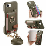 Custodia portafoglio in pelle vegana con anello per iPhone 14 Pro