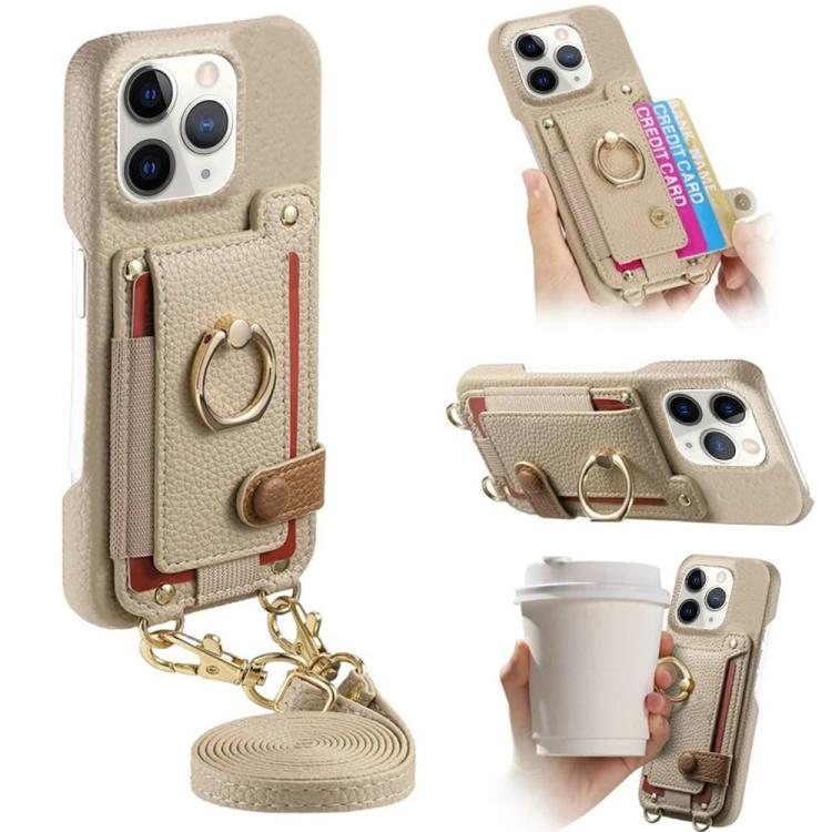 Custodia portafoglio in pelle vegana con anello per iPhone 12 Pro