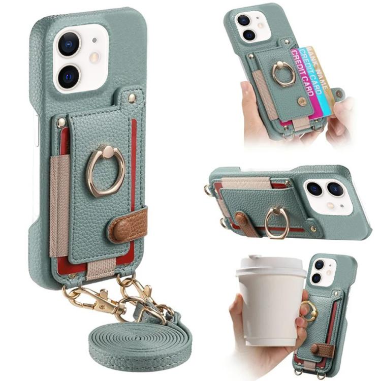 Custodia portafoglio in pelle vegana con anello per iPhone 12 Pro