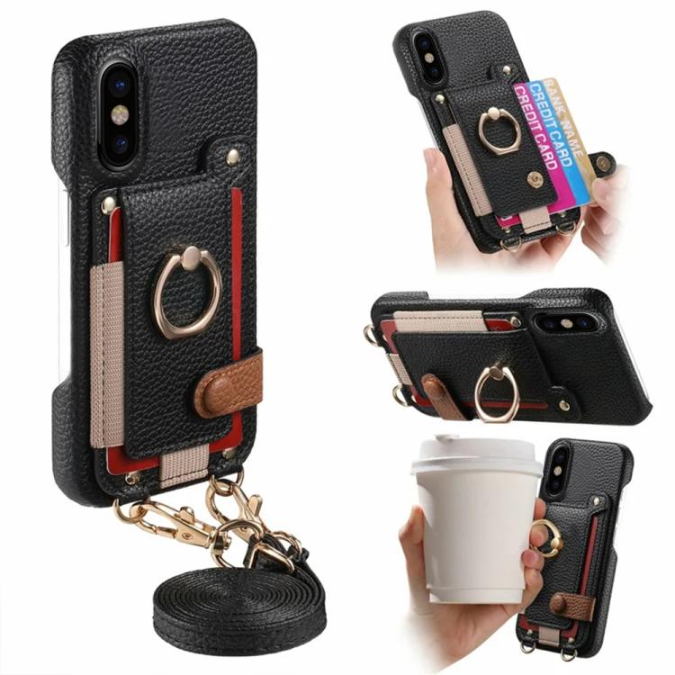 Custodia portafoglio in pelle vegana effetto litchi per iPhone 11