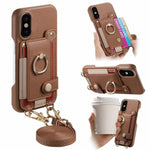 Custodia portafoglio in pelle vegana effetto litchi per iPhone 11