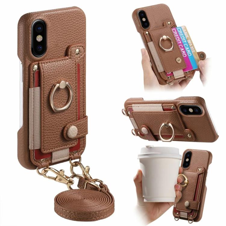 Custodia portafoglio in pelle vegana effetto litchi per iPhone 11