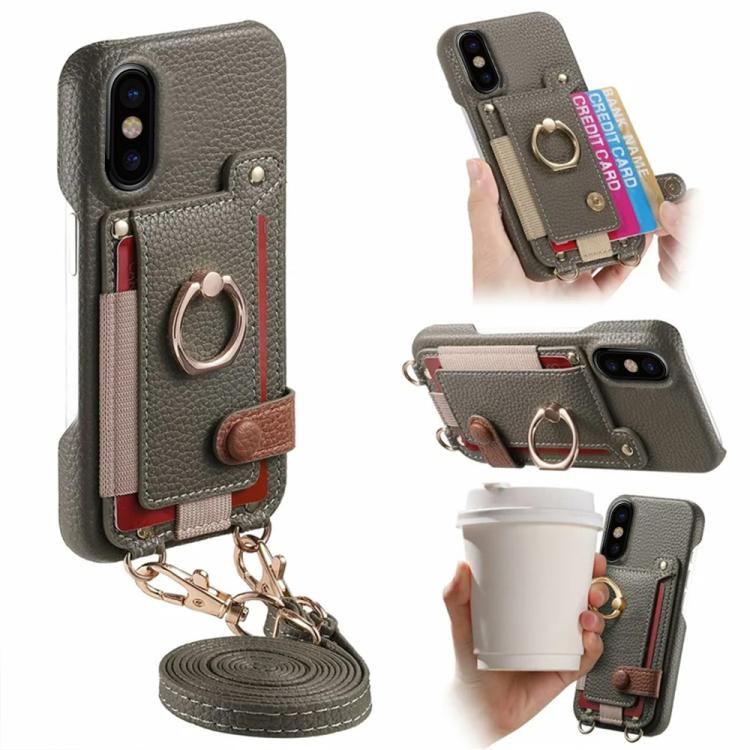 Custodia portafoglio in pelle vegana effetto litchi per iPhone 11