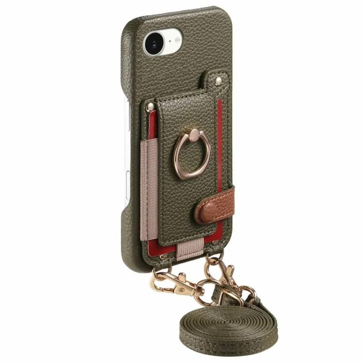 Custodia portafoglio in pelle vegana con anello per iPhone XR