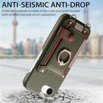 Custodia portafoglio in pelle vegana con anello per iPhone XR