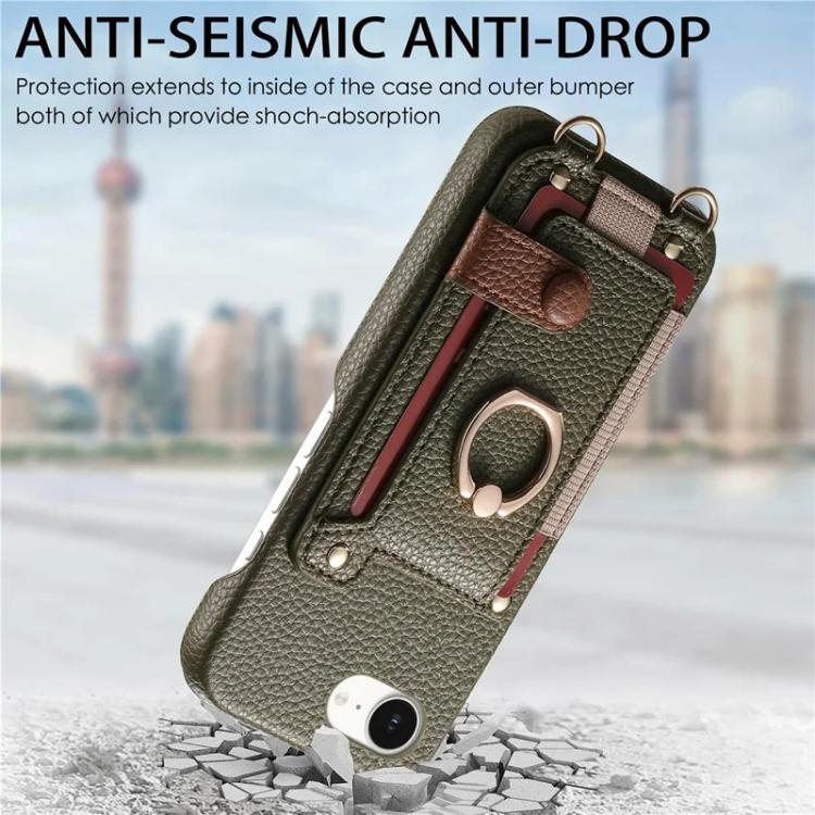 Custodia portafoglio in pelle vegana con anello per iPhone XR