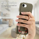 Custodia portafoglio in pelle vegana con anello per iPhone XR