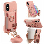 Custodia portafoglio in pelle vegana con anello per iPhone XR