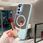 Custodia magnetica con superficie a specchio e strass per Samsung Galaxy A36 5G