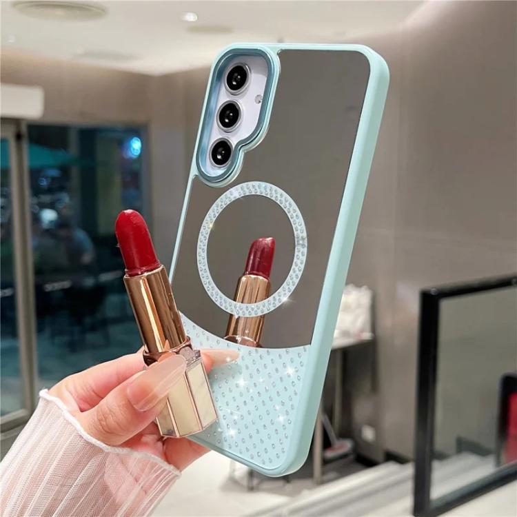 Custodia magnetica con superficie a specchio e strass per Samsung Galaxy A36 5G