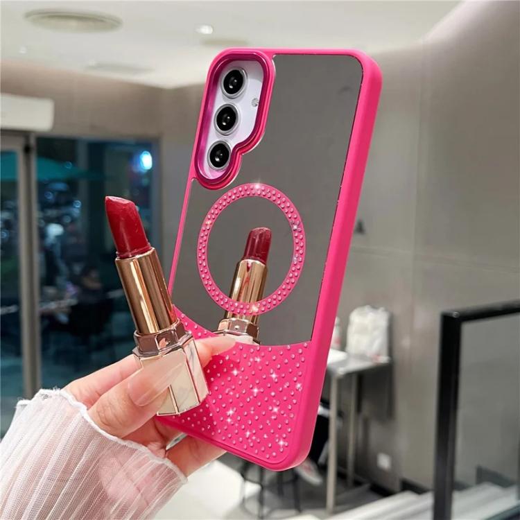 Custodia magnetica con superficie a specchio e strass per Samsung Galaxy A36 5G