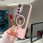 Custodia magnetica con superficie a specchio e strass per Samsung Galaxy A36 5G