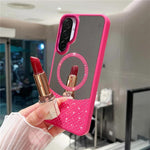 Custodia magnetica con superficie a specchio e strass per Samsung Galaxy A36 5G