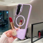 Custodia magnetica con superficie a specchio e strass per Samsung Galaxy A36 5G