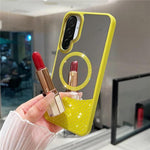 Custodia magnetica con superficie a specchio e strass per Samsung Galaxy A36 5G