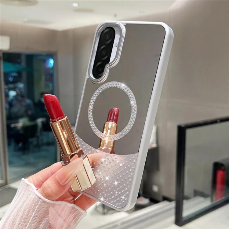 Custodia magnetica con superficie a specchio e strass per Samsung Galaxy A36 5G