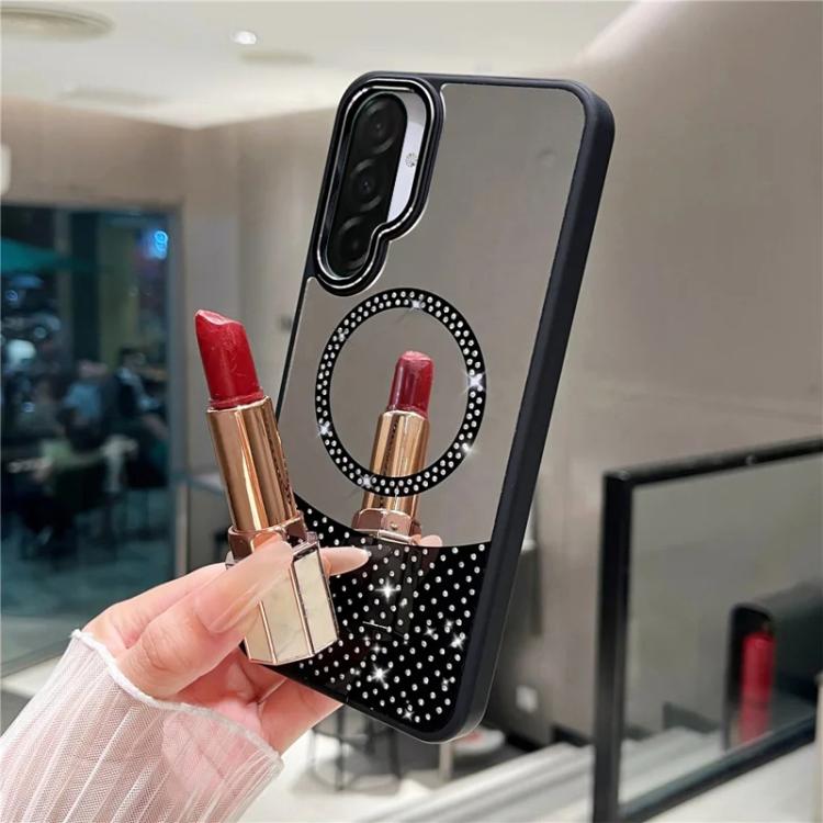 Custodia magnetica con superficie a specchio e strass per Samsung Galaxy A36 5G