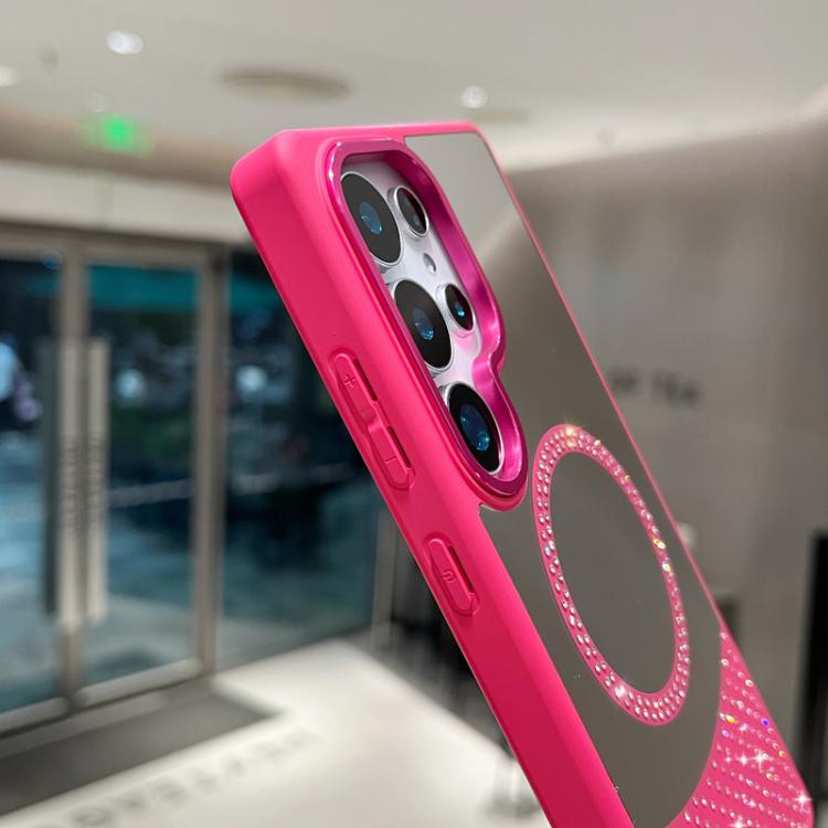 Custodia magnetica con superficie a specchio e strass per Samsung Galaxy S22+ e