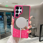 Custodia magnetica con superficie a specchio e strass per Samsung Galaxy S22+ e