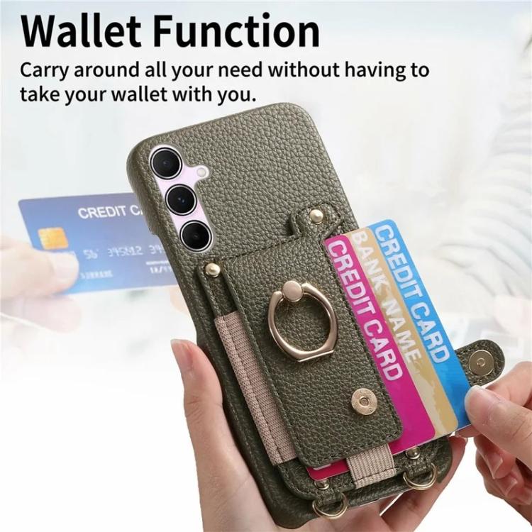 Portafoglio ad anello in pelle vegana con custodia per Samsung Galaxy A15 A55