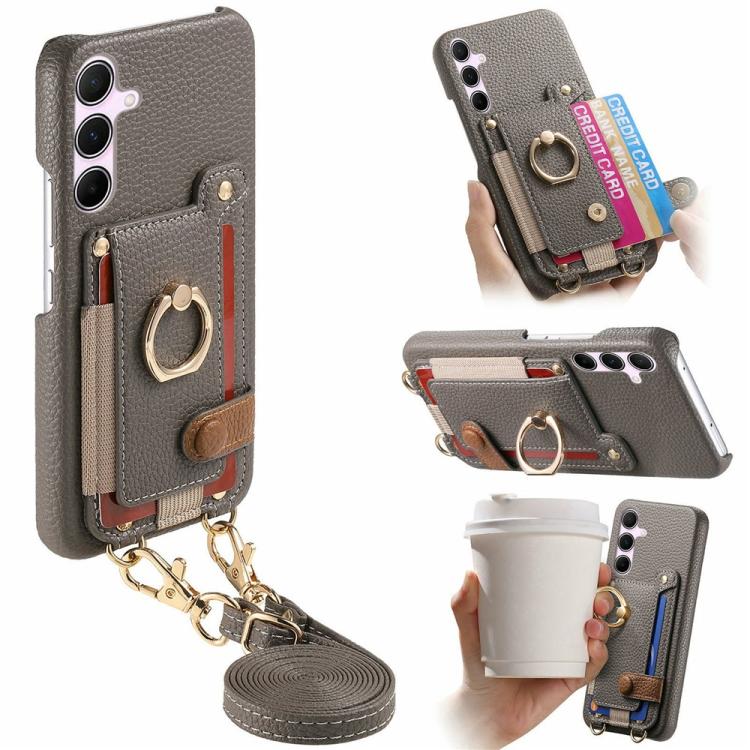 Portafoglio ad anello in pelle vegana con custodia per Samsung Galaxy A36 5G