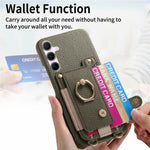 Portafoglio ad anello con texture litchi in pelle vegana per Samsung Galaxy A54
