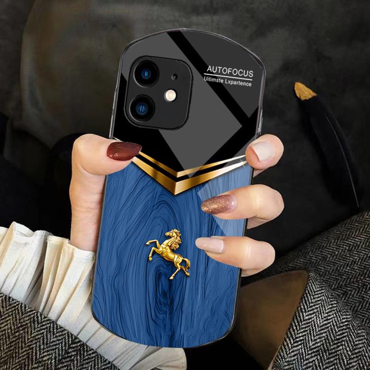 Custodia TPU PC vetro temperato effetto legno per iPhone 13