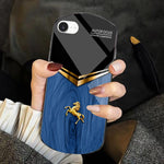 Custodia TPU PC vetro temperato effetto legno per iPhone