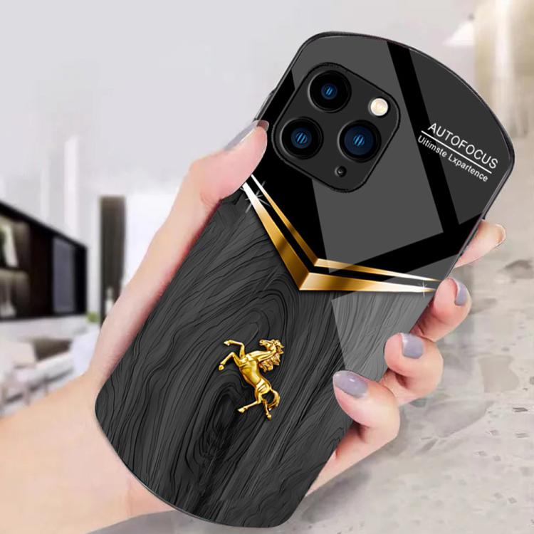 Custodia TPU PC vetro temperato effetto legno per iPhone 13