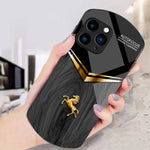 Custodia TPU PC vetro temperato effetto legno per iPhone