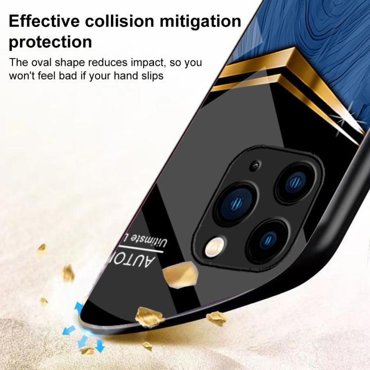 Custodia TPU PC vetro temperato effetto legno per iPhone