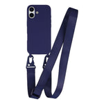 Custodia TPU opaca con cordino per iPhone 16 Plus