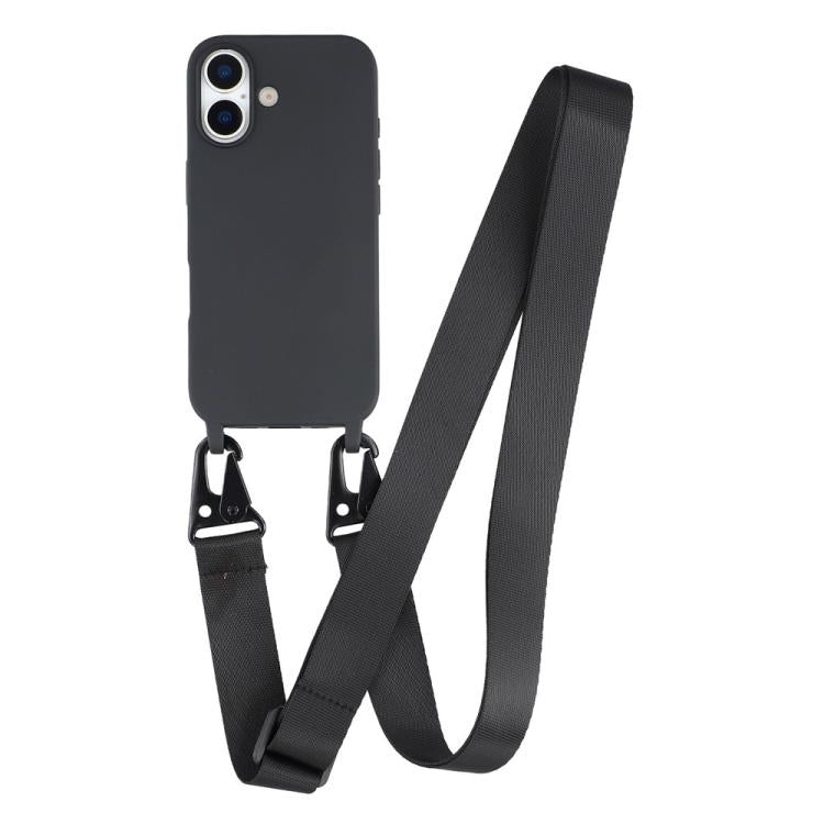 Custodia TPU opaca con cordino per iPhone 16 Plus