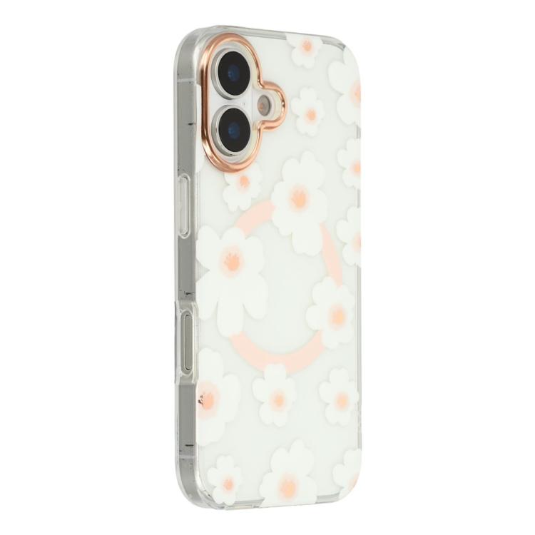 Custodia magnetica TPU e PC con motivo floreale per iPhone