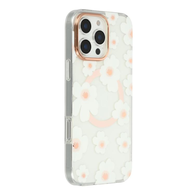 Custodia magnetica TPU e PC con motivo floreale per iPhone