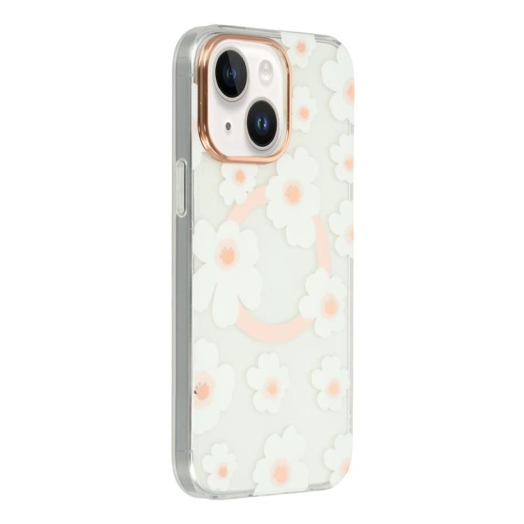 Custodia magnetica in TPU e PC con motivo floreale per iPhone