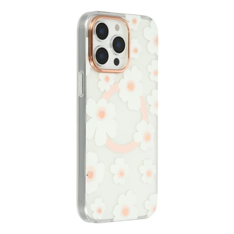 Custodia magnetica in TPU e PC con motivo floreale per iPhone