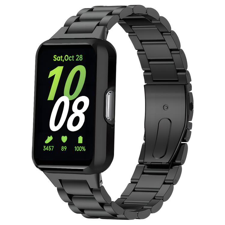 Cinturino per orologio Tri-Beads in acciaio inossidabile con custodia in TPU e set per la rimozione delle maglie del cinturino, For Samsung Galaxy Fit3