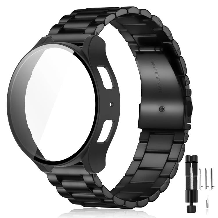 Cinturino per orologio Tri-Beads in acciaio inossidabile con pellicola integrata, custodia in PC e set per la rimozione delle maglie del cinturino, For Samsung Galaxy Watch7 44mm, For Samsung Galaxy Watch7 40mm, For Samsung Galaxy Watch6 44mm          ...