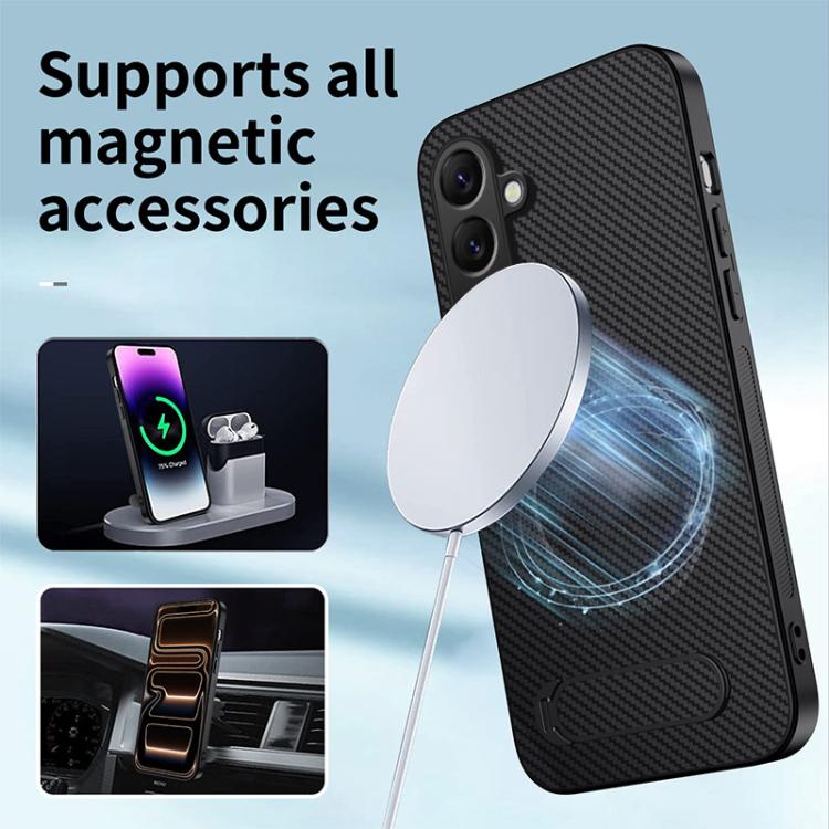Custodia magnetica con supporto e texture in fibra di carbonio per Samsung
