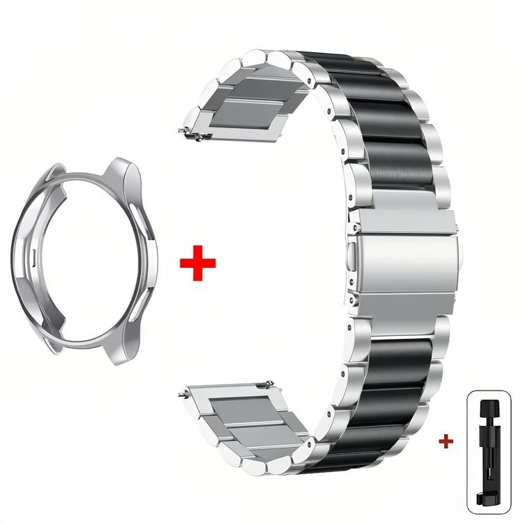 Cinturino per orologio Tri-Beads in acciaio inossidabile con custodia semi-chiusa in TPU e set per la rimozione delle maglie del cinturino, For Samsung Galaxy Watch4  Classic 46mm, For Samsung Galaxy Watch4 Classic 42mm