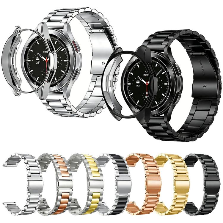 Cinturino per orologio Tri-Beads in acciaio inossidabile con custodia semi-chiusa in TPU e set per la rimozione delle maglie del cinturino, For Samsung Galaxy Watch6 Classic 47mm, For Samsung Galaxy Watch6 Classic 43mm, For Samsung Galaxy Watch5 Pro 45mm