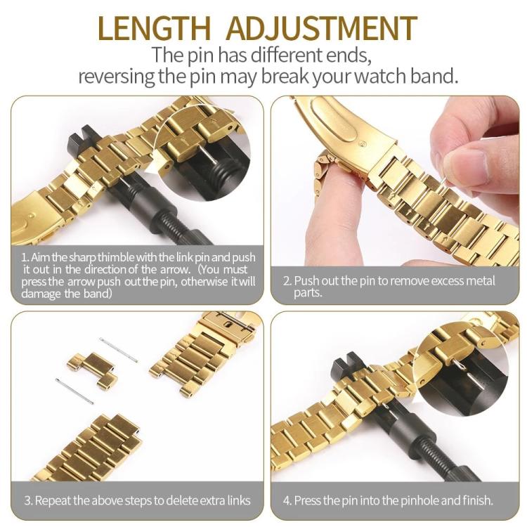 Cinturino per orologio Tri-Beads in acciaio inossidabile con custodia semi-chiusa in TPU e set per la rimozione delle maglie del cinturino, For Samsung Galaxy Watch6 Classic 47mm, For Samsung Galaxy Watch6 Classic 43mm, For Samsung Galaxy Watch5 Pro 45mm
