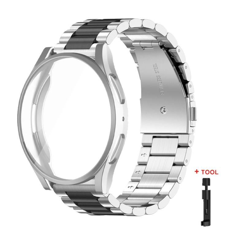 Cinturino per orologio Tri-Beads in acciaio inossidabile con custodia in TPU a copertura totale e set per la rimozione delle maglie del cinturino, For Samsung Galaxy Watch7 44mm, For Samsung Galaxy Watch7 40mm, For Samsung Galaxy Watch6 44mm